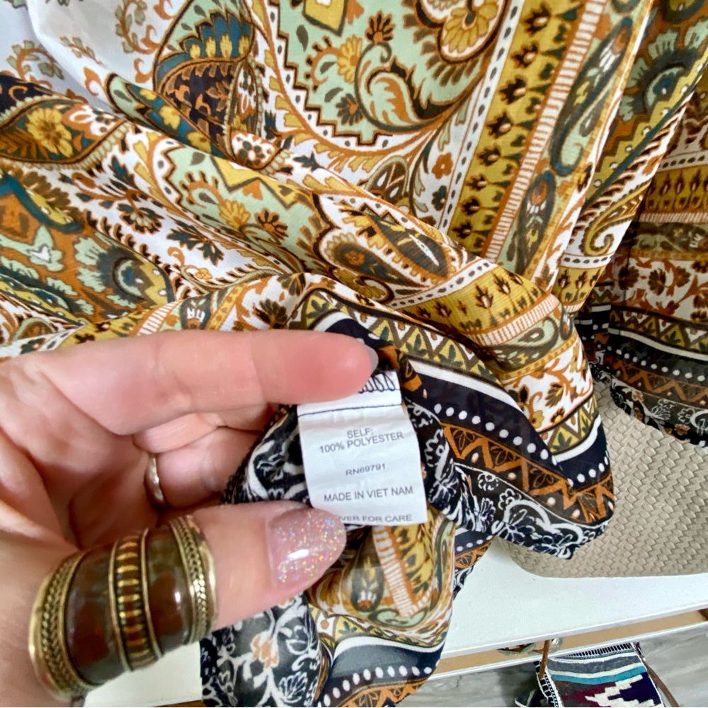 Anthropologie Fig & Flower boho blouse Gypsy southwestern vibe w bell sleeves - Picture 11 of 14